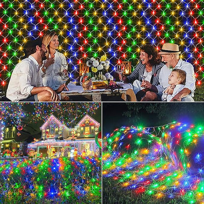 HEYFUNi 192 LED Net Lights Outdoor Mesh Lights,8 Modes Net Light for Bushes Plug in, Waterproof Christmas Net String Light for Bushes Ceiling Wedding Indoor Outdoor(9.8ft x 6.6ft,Multicolor)