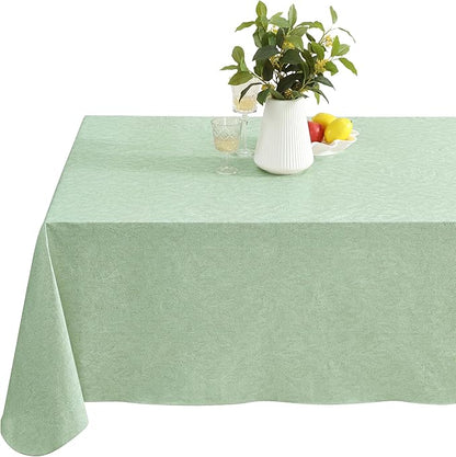 Newbridge Napa Leaf Sage Green Vinyl Flannel Backed Tablecloth, 60 x 120 Inch Rectangle, Hotel Quality Waterproof Indoor Outdoor Table Cover for Kitchen, Patio, Dining, BBQ