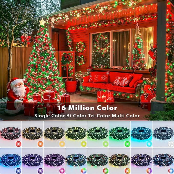 JMEXSUSS 800 LED Color Changing Halloween Lights, RGB Christmas Lights | 173ft, Smart, Remote & APP Control, Waterproof Christmas String Lights for Outdoor Xmas Tree Party House Halloween Decoration