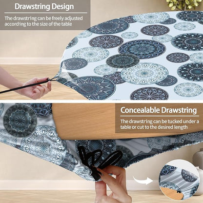 opstellen Fitted Round Tablecloth Waterproof Table Cloth Vinyl Indoor Outdoor Aesthetic Circle Cover for 36-44" Tables Dining Kitchen Studio Apartment Party Gear Gifts Summer Fall Patio Essentials