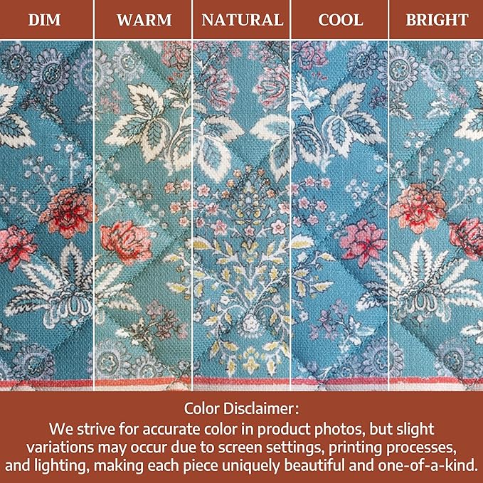 Maison d' Hermine 100% Cotton Oven Mitt & Pot Holder Set (7.5"x13" & 8"x8") Heat Resistant BBQ Cooking Gloves with Loop Baking Grilling Kitchen Hotel Home Farmhouse Spring Summer (Marquise)