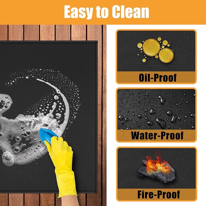 Heat Resistant Mats for Countertop fits Tabletop Grill, 36x30x0.02in, Black | 1022℉ Fireproof grill mat for countertop/table protection, fits gas/charcoal grills, pizza ovens, fits Blackstone & Ninja