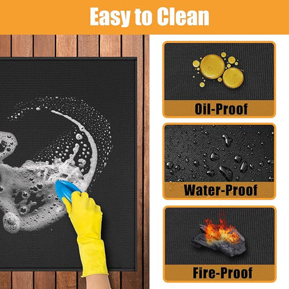 Heat Resistant Mats for Countertop fits Tabletop Grill, 36x30x0.02in, Black | 1022℉ Fireproof grill mat for countertop/table protection, fits gas/charcoal grills, pizza ovens, fits Blackstone & Ninja