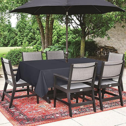 SARAFLORA Outdoor and Indoor Tablecloth -60x84 inch Grey, Wrinkle Free Washable Waterproof Table Cloth with Umbrella Hole and Zipper Rectangle Table Cover for Spring/Summer/Patio/Picnic/BBQS/Party