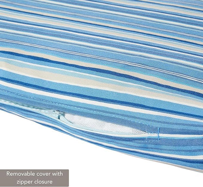Outdoor Reversible Chaise Lounge Chair Cushion, Steel Blue Stripe