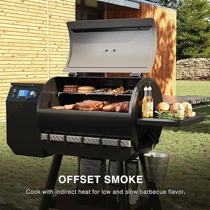 Electric Wood Pellet Grill, 456 SQ.IN Cook Area Pellets Grill, 16LBS Hopper Pellet Smoker Grill, 500 Degree Max Temperature&Auto Feed, 8 in 1 BBQ Grill Outdoor with Meat Probe, Grease Bucket