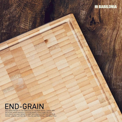 XXL Bamboo Cutting Board, 24 x 15 Inch (ExtraThick 1.7") Hardwood Professional Butcher Block, Charcuterie Board. End Grain Non Toxic Wood Chopping Board (Oil & Plate Included)