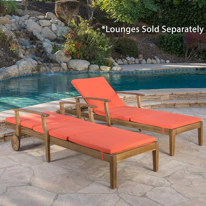 Christopher Knight Home Jamaica Outdoor Water Resistant Chaise Lounge Cushions, 2-Pcs Set, Orange