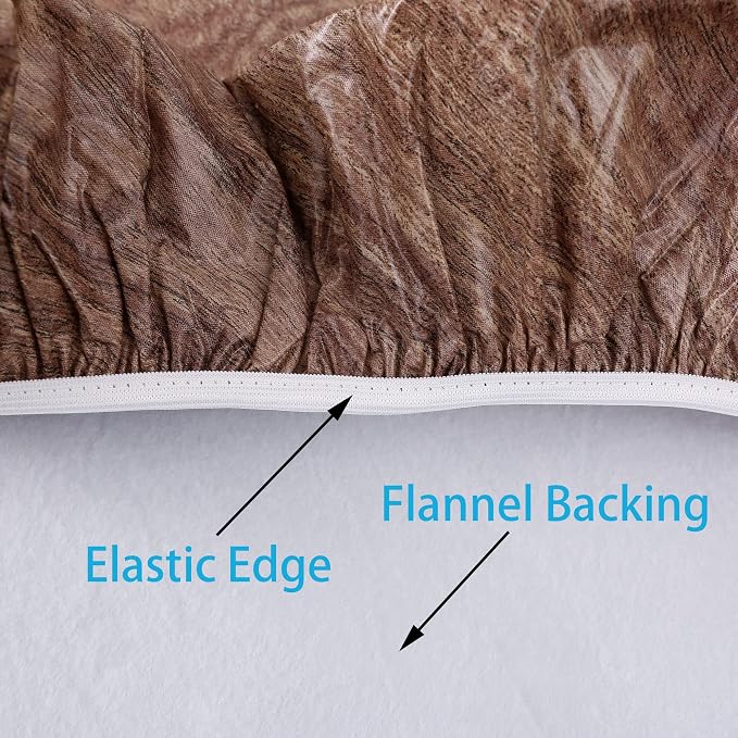 Walrus Round Vinyl Fitted Tablecloth with Flannel Backing Elastic Edge Design Table Cover Waterproof Oil-Proof PVC Table Cloth Stain-Resistant Best for 57"-66" Round