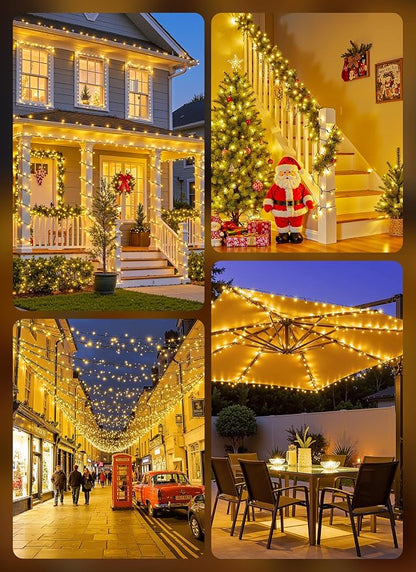 Brightown 2 Pack Solar String Lights Outdoor Waterproof, 80 FT 200 LED Solar Powered Christmas Lights with 8 Modes, Auto On/Off, Patio Lights for Outside Tree Garden Balcony Party Decor (Warm White)