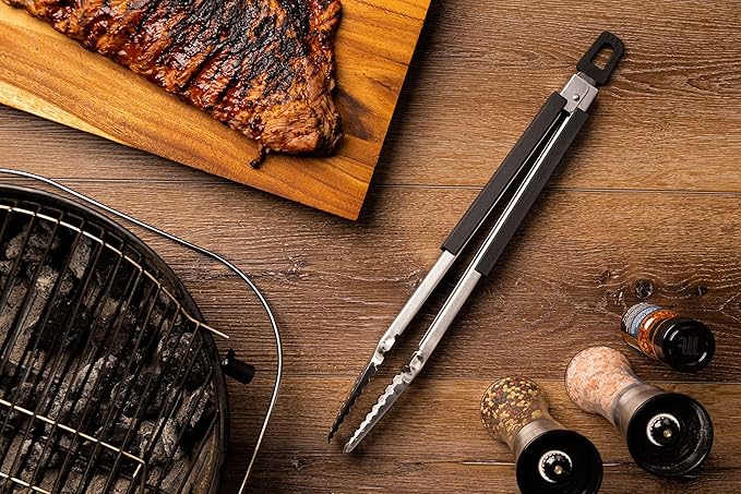 12" Long Tongs 18/0 Stainless Steel BBQ Grill Tongs with Durable Soft Grip Handle for Cooking - Durable Grilling Accessory, Tongs for Cooking & Kitchen, Outdoor Barbecue, Easy to Clean - 2-Pack
