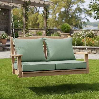 Summsun Outdoor Cushions for Patio Furniture, Faux Linen Water Resistant Backrest and Deep Seat Cushion Set with Removable Cover, Ties, Non-Slip Bottom, 22 x 22 Inch, Sage Green, Set of 2