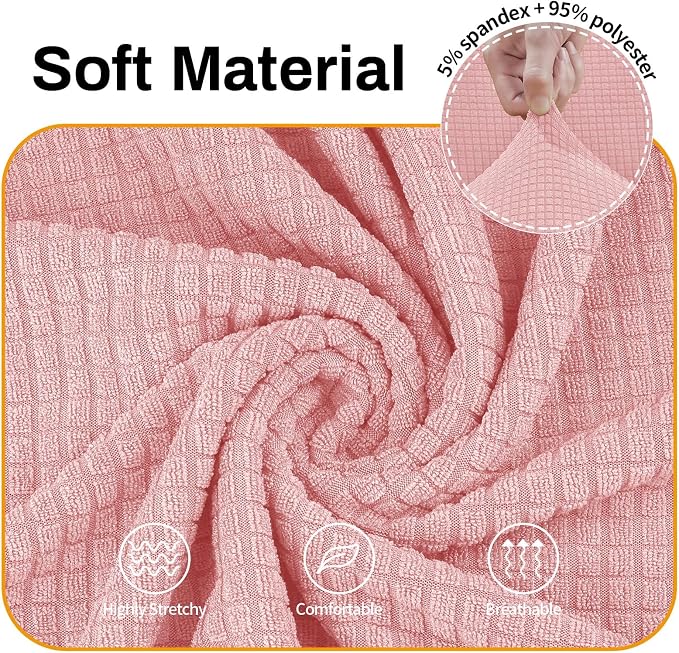 Asnomy Stretch Couch Covers Washable,loveseat Cover Slipcovers,Pink | 1-Piece Sofa Cover(55"-78") loveseat cover Furniture Protector Soft Jacquard,Non-Slip Elastic Bottom for Dogs & Kids