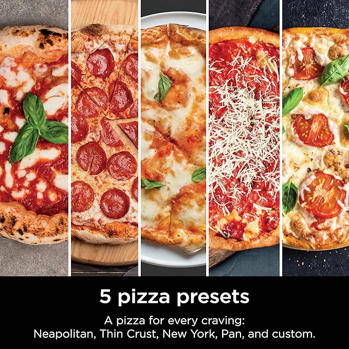 Ninja | Outdoor Pizza Oven with 19.5" Perforated Pizza Peel | Includes 12" Pizza Stone & 12" Bake Pan | 5 Pizza Presets Neapolitan, Thin Crust, New York, Pan & Custom | 700F Max Temp | Electric