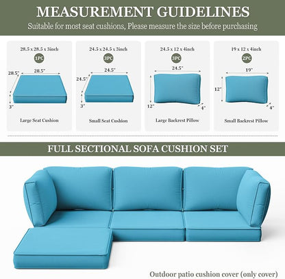 9 Pcs Outdoor Patio Cushions Covers Replacement Sets, Covers Only | 9 Pcs Patio Cushions Covers Replacement UV Resistant, Water Anti-Slip, Heavy-Duty Zippers for 5 Pcs Patio Furniture Set