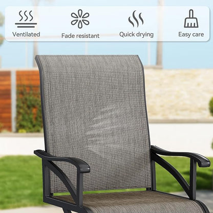 DWVO 2 Set Outdoor Swivel Chairs, Premium Patio Swivel Chairs High Back & Heavy Duty Frame, All Weather Outdoor Swivel Chairs Set of 2 for Porch Lawn Patio, Brown