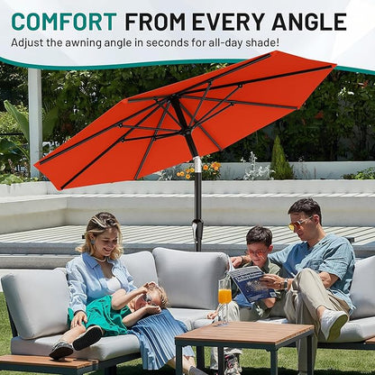AreShark 10 FT Outdoor Patio Umbrella, Patio Table Umbrella with Push Button Tilt and Crank, Outdoor Patio Umbrellas with 8 Fiberglass Ribs, Patio Umbrellas for Market, Garden, Pool (Orange)