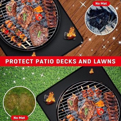 75 x 48 inch Under Grill Mats for Outdoor Grill, Double-Sided Fireproof, Oil and Waterproof Protective Mat for Grass and Deck, Outerdoor BBQ Fire Pit Fireplace Mat
