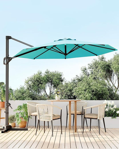 GarveeLife 10FT Patio Umbrella Outdoor Large Cantilever Umbrella Market Sun Shade Windproof Offset Umbrella with 360-Degree Rotation for Garden Deck Pool Patio