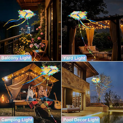 Toodour Solar Butterfly Lights Outdoor, 2.9Ft 174 LED Waterproof Kite Butterfly Garden Decor, 8 Modes Multicolor Solar Garden Lights for Home Yard Patio Camping Decor- Blue & Yellow Butterfly