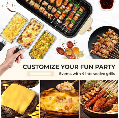 Pukomc Electric Indoor Grill,2 in 1 Indoor Grills for Kitchen | Smokeless Grill Net & Non-Stick Cooking Removable Plate,Temperature Control,Dishwasher Safe,1700W Beige
