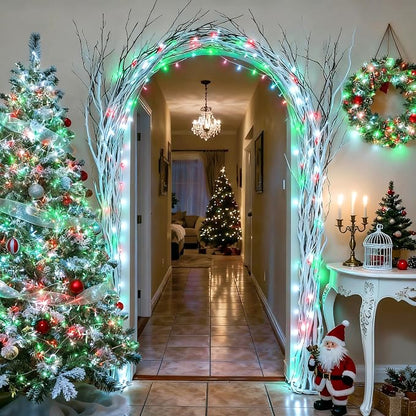 JMEXSUSS 2 Pack Red White and Green Christmas Lights Battery Operated | Each 33ft 100 LED Battery String Lights with Remote, Christmas String Lights for Tree Bedroom Porch Garland Yard Xms Decor