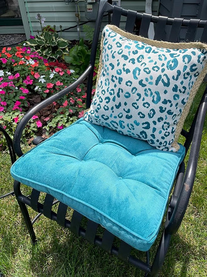 Tiita Indoor/Outdoor Seat Cushions 18x18 Inch, Chair Pads with Ties, Dining Cushions for Kitchen Balcony Set of 2, Blue