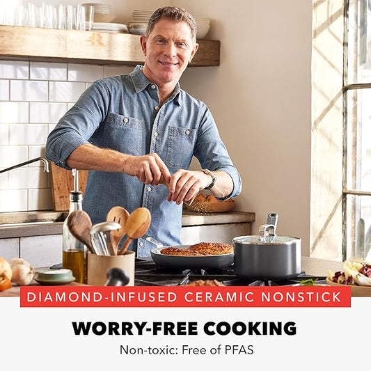 GreenPan x Bobby Flay 18" x 11" Nonstick Double Burner Griddle, PFAS-Free Ceramic Double Stovetop Skillet, Stainless Steel Handles, Dual-Use Cooking, Easy Clean Dishwasher & Oven Safe Pan, Cream