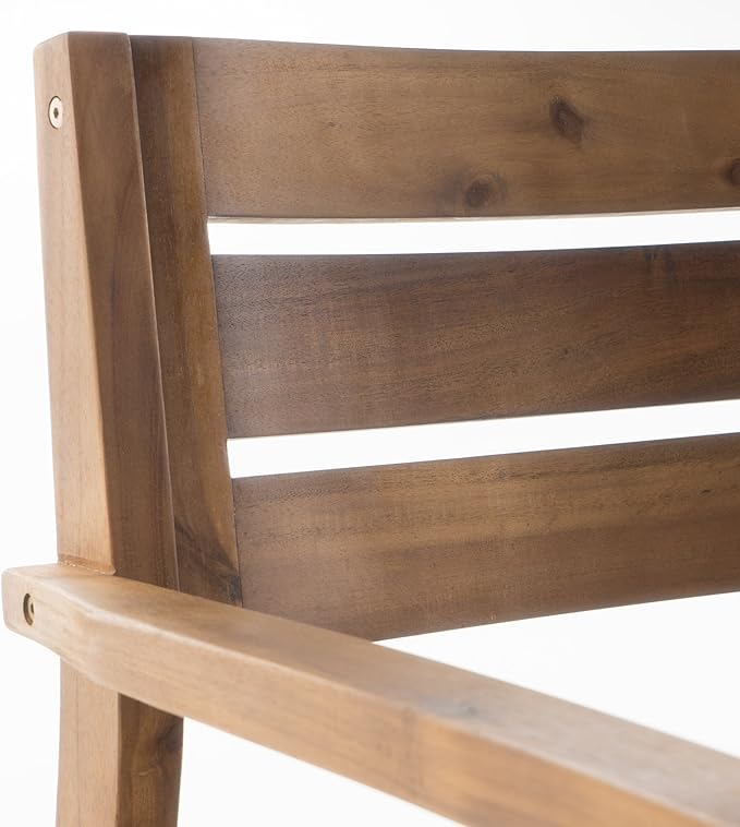 Christopher Knight Home Stamford Outdoor Acacia Wood Dining Chairs, 2-Pcs Set, Teak Finish