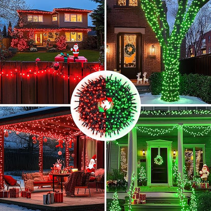 JMEXSUSS 66ft 200 LED Color Changing Christmas Lights, Red & Green | Plug in, Connectable, String Lights with Remote, Waterproof Christmas Lights for Tree Party Yard Halloween Xmas Decor