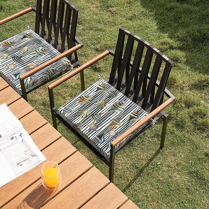 DYTXIII Set of 2 Outdoor Chair Cushions, Water Resistant 18.5"x16"x2" Square Seat Cushion for Patio Dining Chairs, High-Density Replacement Pads for Indoor Outdoor Furniture - Crayon Shells