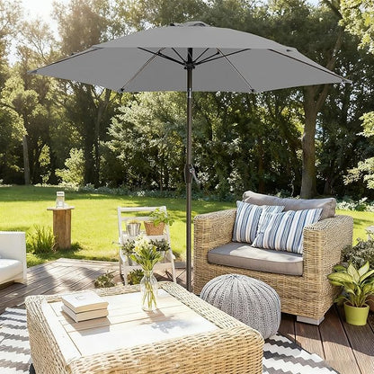7.5FT Large Outdoor Patio Umbrella with Crank & Tilt - Durable Market Umbrella for Outdoor Patio with 6 Fiberglass Ribs for Poolside,Deck,Yard,Garden