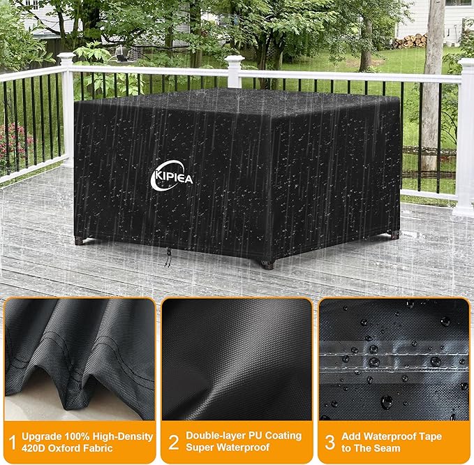 Kipiea Outdoor Furniture Covers Waterproof, 420D Heavy-Duty Patio Furniture Set Covers, No Tears Anti UV No Fading (42" L x 42" W x 28" H)