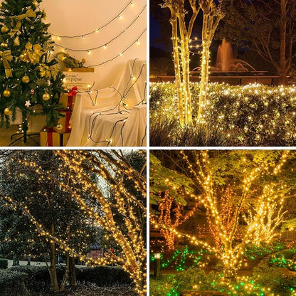 kemooie 500 LED Christmas Lights, 164FT 8 Lighting Mode with Memory Plug in Waterproof Christmas Lights Outdoor, for Birthday Christmas Tree Wedding Party Garden Balcony Decorations (Warm White)