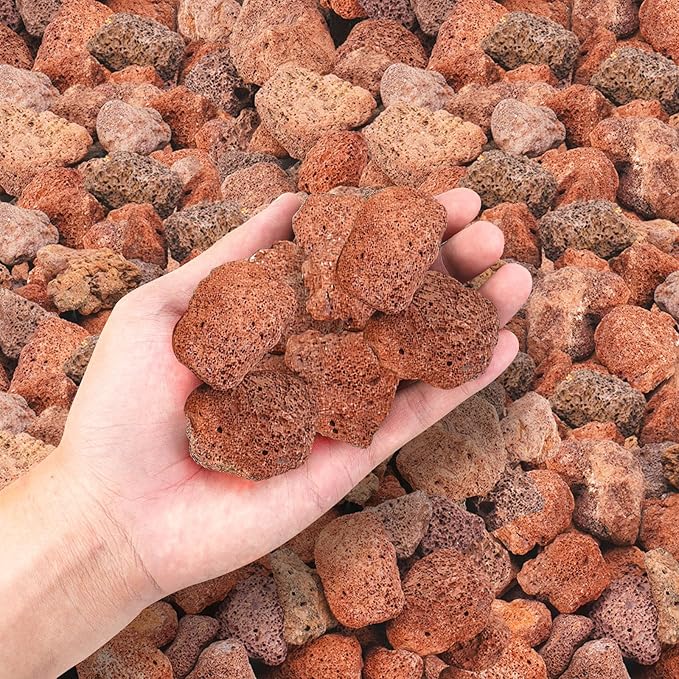 GasSaf 10 Pounds Red Lava Rocks for Fire Pit, Gas Fireplace, Gas Fire Tables, Gas Log Set, Fire Bowls, Decorative Landscaping Rocks for Indoor and Outdoor (1.2-2 Inch)