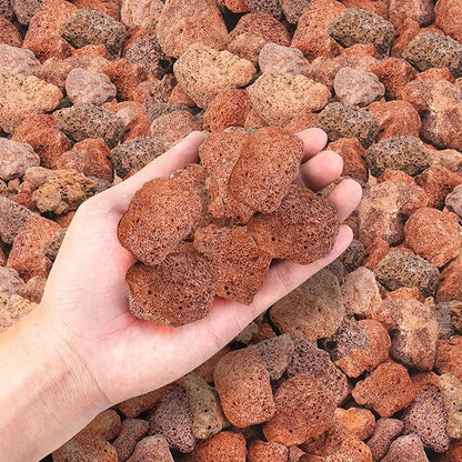 GasSaf 20 Pounds Red Lava Rocks for Fire Pit, Gas Fireplace, Gas Fire Tables, Gas Log Set, Fire Bowls, Decorative Landscaping Rocks for Indoor and Outdoor (1.2-2 Inch)
