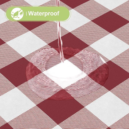 Smiry Picnic Table Cloth, Vinyl Tablecloths with Flannel Backing, 60"x120" | Waterproof Rectangle Table Cloth, Wipeable Buffalo Plaid Table Cover for Indoor and Outdoor (Burgundy & White)