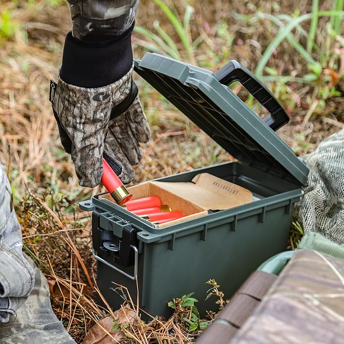 Sheffield Ammo Box Made in USA, Stackable Lockable Ammo Storage Box, Green | 4 Pack Lockable Storage Box, Water & Dust Resistant Dry Box, Secures Hunting Gear, Gun Accessories, Supplies, Bullets