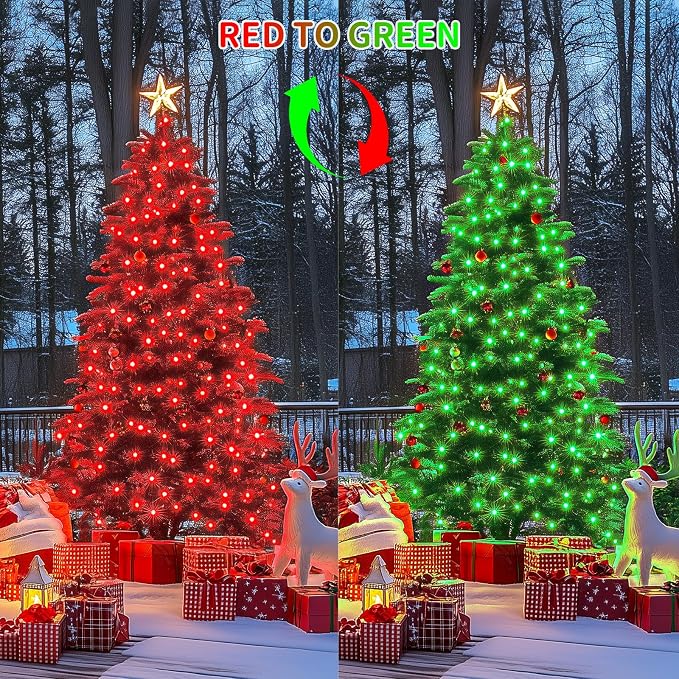 JMEXSUSS 66ft 200 LED Color Changing Christmas Lights, Red & Green | Plug in, Connectable, String Lights with Remote, Waterproof Christmas Lights for Tree Party Yard Halloween Xmas Decor