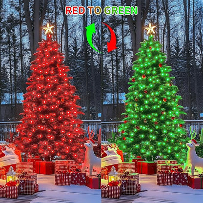 JMEXSUSS 66ft 200 LED Color Changing Christmas Lights, Red & Green | Plug in, Connectable, String Lights with Remote, Waterproof Christmas Lights for Tree Party Yard Halloween Xmas Decor