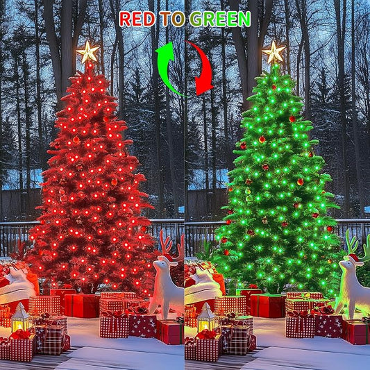 JMEXSUSS 66ft 200 LED Color Changing Christmas Lights, Red & Green | Plug in, Connectable, String Lights with Remote, Waterproof Christmas Lights for Tree Party Yard Halloween Xmas Decor