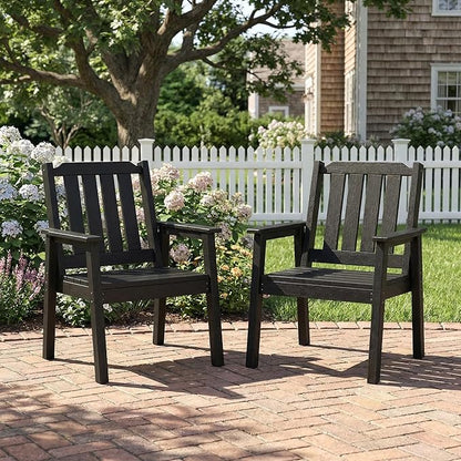 Garvee Outdoor Patio Dining Chairs Set of 4, Outdoor HDPE Garden Dining Chairs, Sturdy Frame, Waterproof, All-Weather for Backyard, Poolside, Porch, Deck, Black