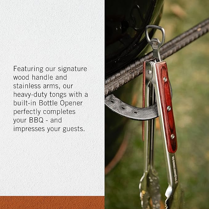 Pit Barrel Cooker Ultimate Tongs | Stainless Steel Grill Tongs with Bottle Opener | Hinge Lock Tongs Pit Barrel BBQ Tool