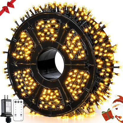 JMEXSUSS 1000 LED 328 FT Warm White Christmas Lights, 8 Modes String Lights Outdoor Waterproof for Christmas Classroom Dorm Patio Decor