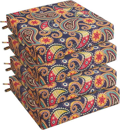 UNIKOME Outdoor Chair Cushions, Set of 4, 24"*24"*4", Palmira Paisley