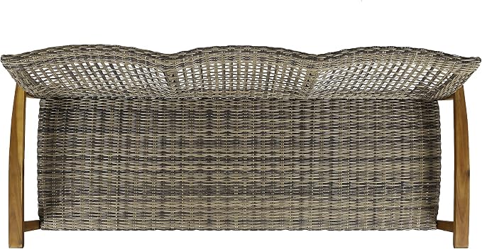 Christopher Knight Home Marcia Outdoor Wood Sofa, Wicker, 75.50 x 31.00 x 31.50, Gray, Natural Stained Finish