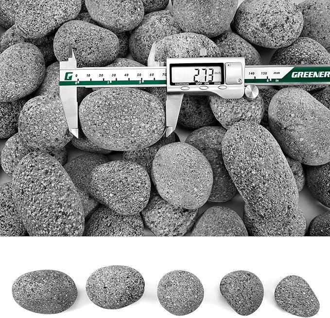 GasSaf 10 Pounds Black Natural Tumbled Stones Round Lava Rock Pebbles for Fire Pit, Gas Fireplace/Fire Tables, Gas Log Set, Fire Bowls, Decorative Landscaping Rocks for Indoor and Outdoor (1-2 Inch)