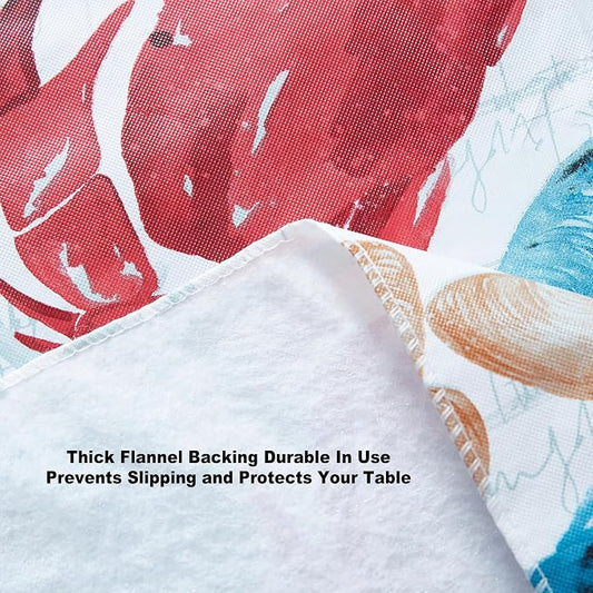 Newbridge Stone Crab Summer Vinyl Flannel Backed Tablecloth, 70 Inch Round, Coastal Crab Print, Waterproof Indoor Outdoor Table Cover, Beach House Nautical Seafood Boil Patio Dining