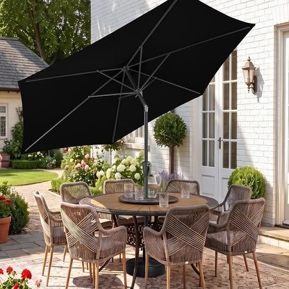 10 ft Patio Umbrella Outdoor with Push Button Tilt, Black | UV Protection, Waterproof, Large Porch Deck Umbrella for Pool, Table, Garden, Backyard, Provides Shade