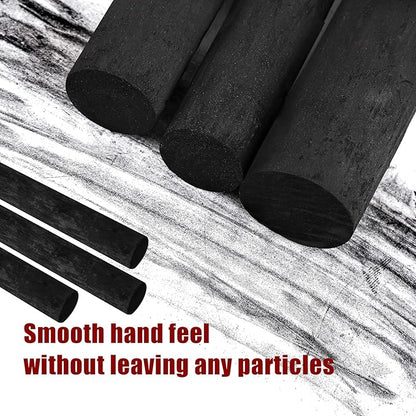 6 Pcs 0.79-0.94 Inch Black Jumbo Willow Charcoal Sticks, Large Soft Willow Charcoal Chunky Drawing Charcoal for Sketching Artist Supplies